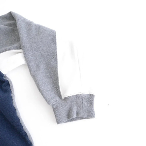 Vintage 90's Tommy Hilfiger Gray And Navy Half Zip Pull Over Sweater Size Large - Picture 4 of 10